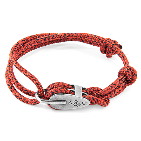 Red Noir Tyne Silver and Rope Bracelet