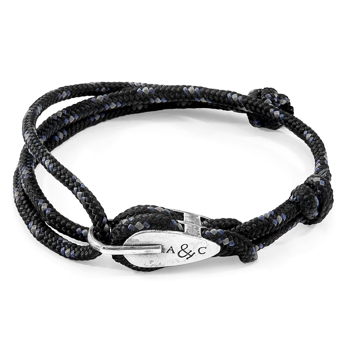 Black Tyne Silver and Rope Bracelet