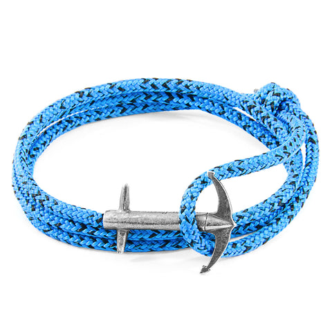 Blue Noir Admiral Anchor Silver & Rope Bracelet