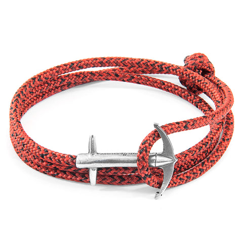 Red Noir Admiral Anchor Silver & Rope Bracelet