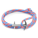 Project-RWB  Red White and Blue Admiral Anchor Silver & Rope Bracelet