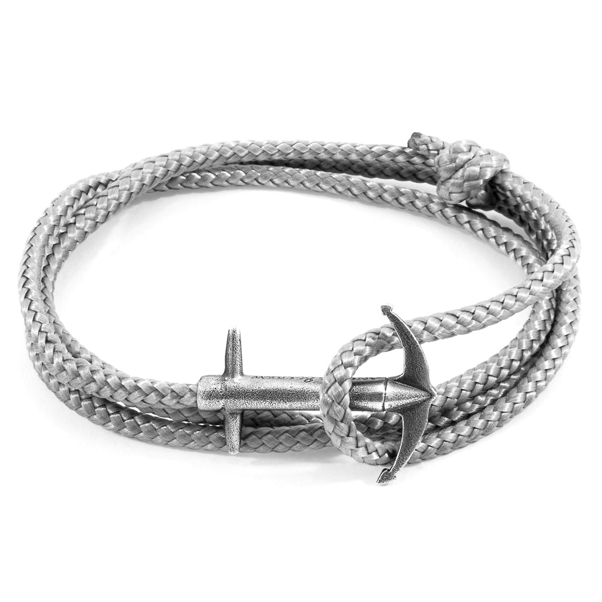 Classic Grey Admiral Anchor Silver & Rope Bracelet