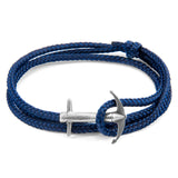 Navy Blue Admiral Anchor Silver & Rope Bracelet