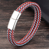 Braided Leather Bracelet with Stitching Combination