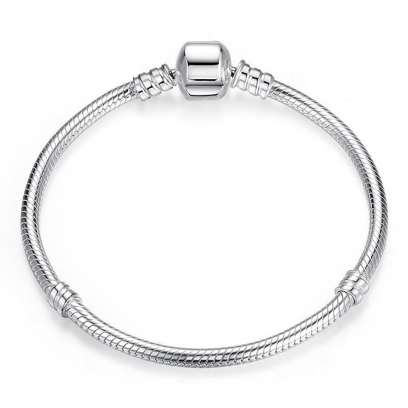 CLASSIC Sterling Silver Snake-Chain Charm Bracelet