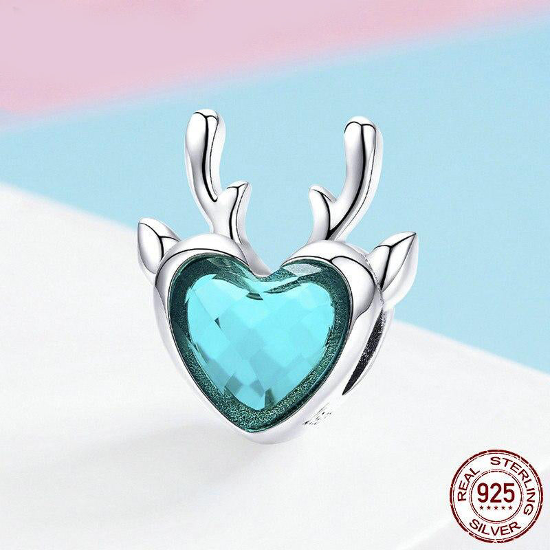 ELK HEART Sterling Silver Charm