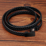 Retro Braided Black Leather Wristband