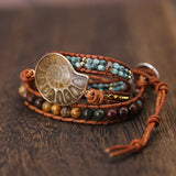 AMMONITE BRACELET WITH JASPER AND AFRICAN TURQUOISE