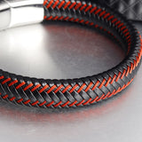 Red Leather Infinity Wristband