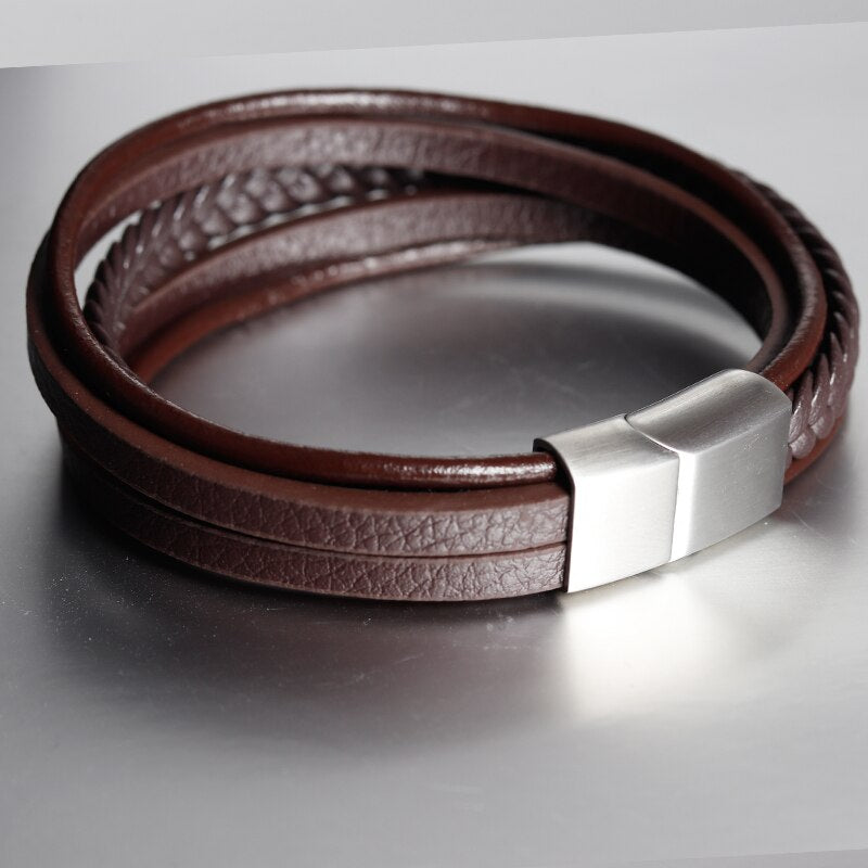 Geometric Leather Multilayer Bracelet