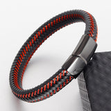 Red Leather Infinity Wristband