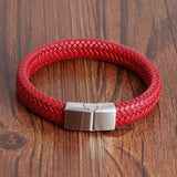 Red Leather Wristband