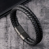 Braided Dual Leather Bracelet with Clasp
