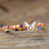 BUTTERFLY CHARM BRACELET WITH COLOURED STONES