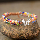 BUTTERFLY CHARM BRACELET WITH COLOURED STONES