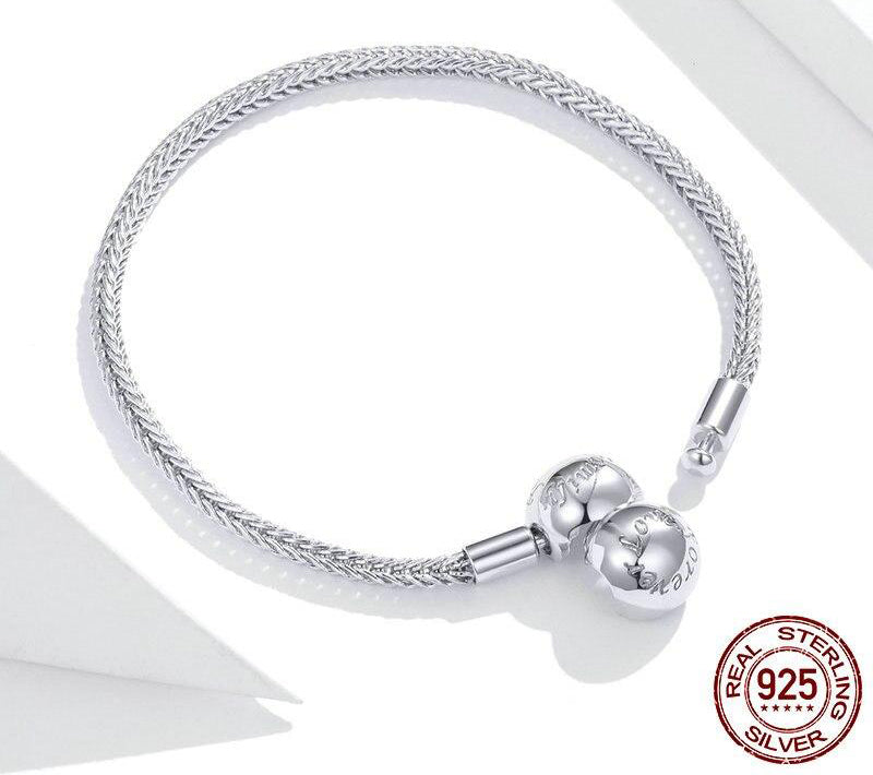 LOVE FOREVER Sterling Silver Snake-Chain Charm Bracelet