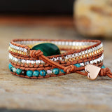 WRAP BRACELET WITH MALACHITE AND NATURAL STONE