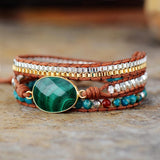 WRAP BRACELET WITH MALACHITE AND NATURAL STONE