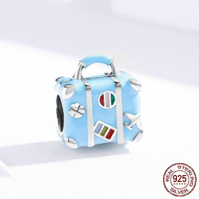 BLUE SUITCASE Sterling Silver Charm