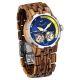 Wilds - Men's Dual Wheel Automatic Zebra Wood Watch