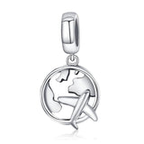 TRAVELING DREAM MAP & PLANE Sterling Silver Charm