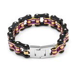 Black/Purple/Gold Motorcycle Chain and Link Bracelet