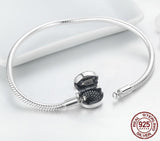 CUTE CAT Sterling Silver Snake-Chain Charm Bracelet