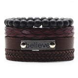 BELIEVE IN THE DARK Multilayer Vintage Leather Wrap Bracelet