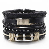 CHEROKEE BLACK Multilayer Vintage Leather Wrap Bracelet