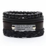 LOVE IS THE KEY Multilayer Vintage Leather Wrap Bracelet