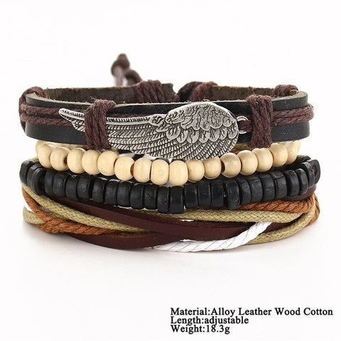 DESERT WING Multilayer Vintage Leather Wrap Bracelet