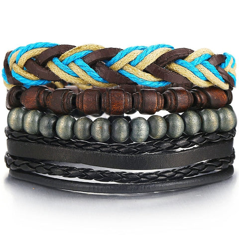 BLACK 'N' BLUE Multilayer Vintage Leather Wrap Bracelet