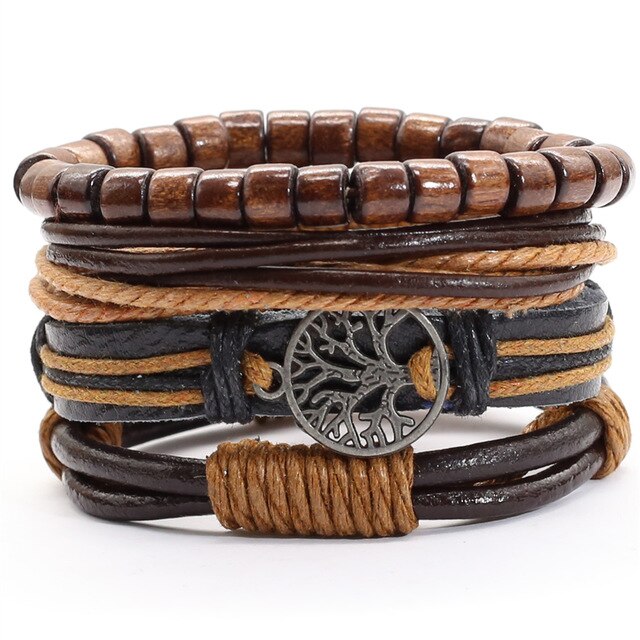 DIRT TREE Multilayer Vintage Leather Wrap Bracelet